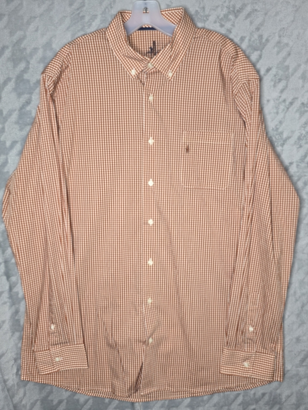 johnnie-O Prep Performance Orange and White Gingham Button-Down Shirt Mens XXL